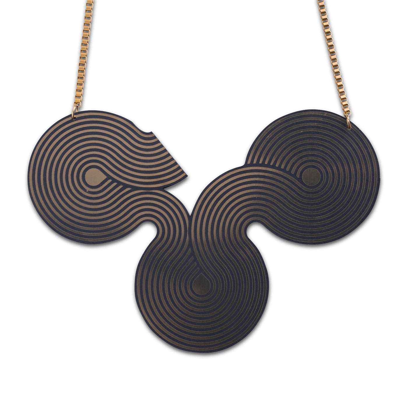 Disco Curve Necklace - Gold and Black