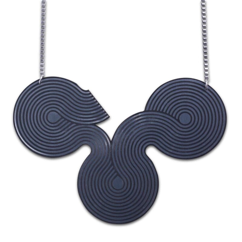 Disco Curve Necklace - Silver and Black