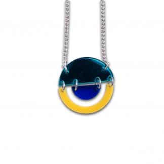 Stax Circle Pendant - Mirrored Turquoise