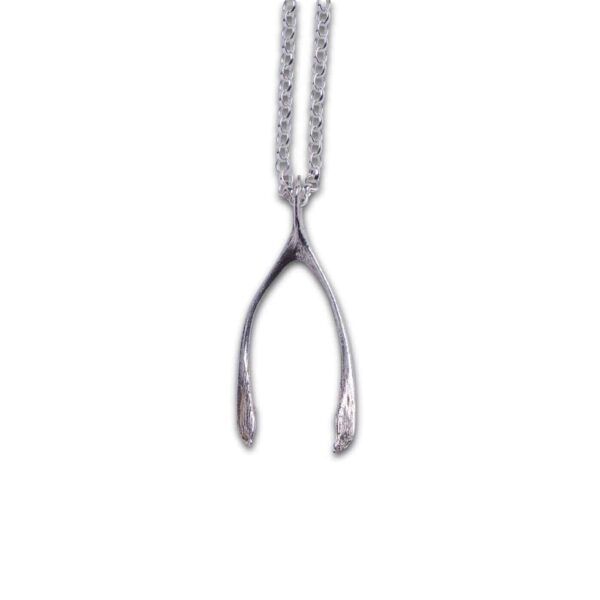Small Wishbone Pendant - Silver
