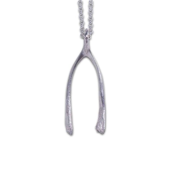 Large Wishbone Pendant - Silver