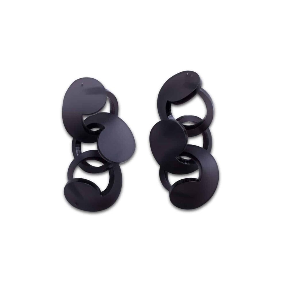 Spiral Drop Earrings Frosted Black