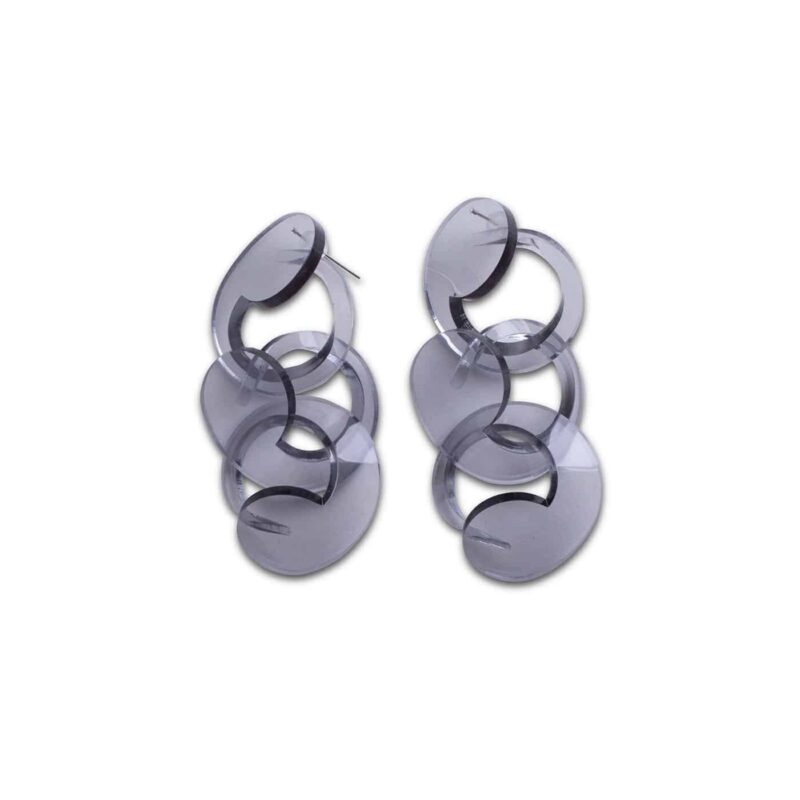 Spiral Drop Earrings Trans Grey
