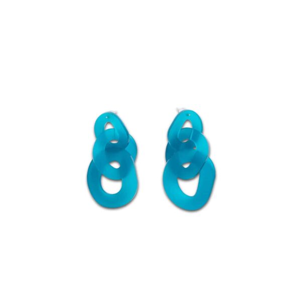 Triple O Link Earrings - Frosted Teal