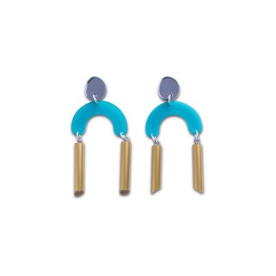 Deco Flex Earrings - Teal & Gold