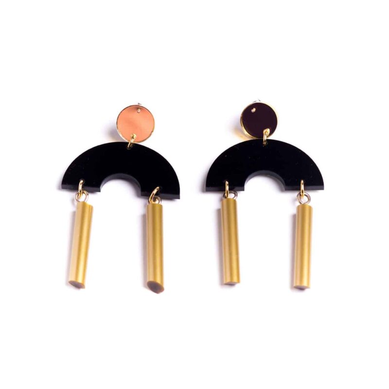 Deco Flex Earrings - Black & Gold