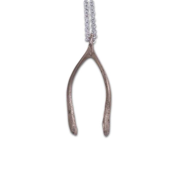 Large Wishbone Pendant - Bronze