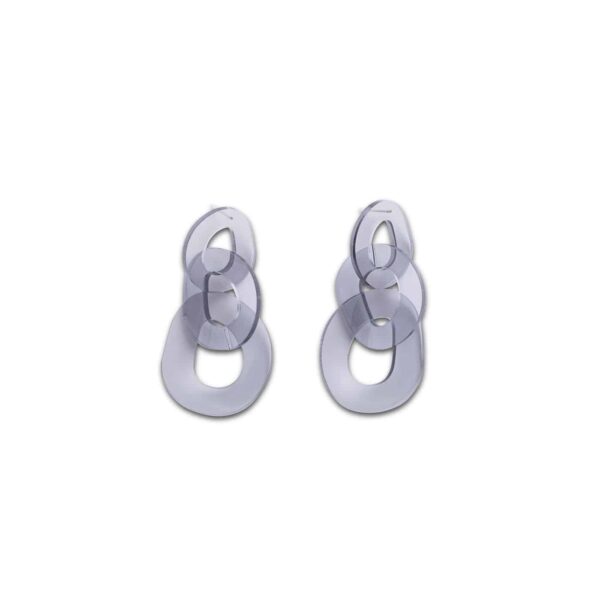 Triple O Link Earrings - Trans Grey