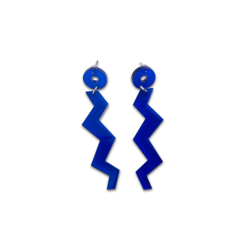 Zig Drop Earrings Blue
