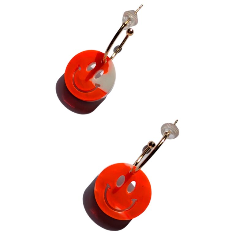 SMILEY Electric Orange Hoop Earrings