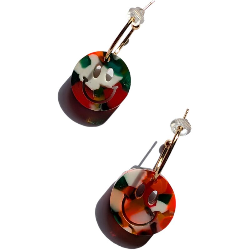 SMILEY Red and Green Hoop Earrings
