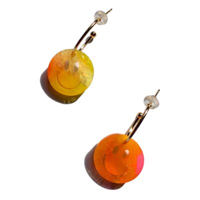 SMILEY Orange and Yellow Hoop Earrings