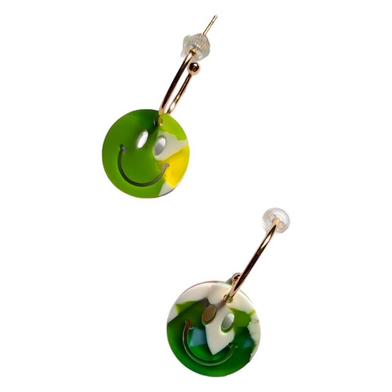 SMILEY Electric Green Hoop Earrings