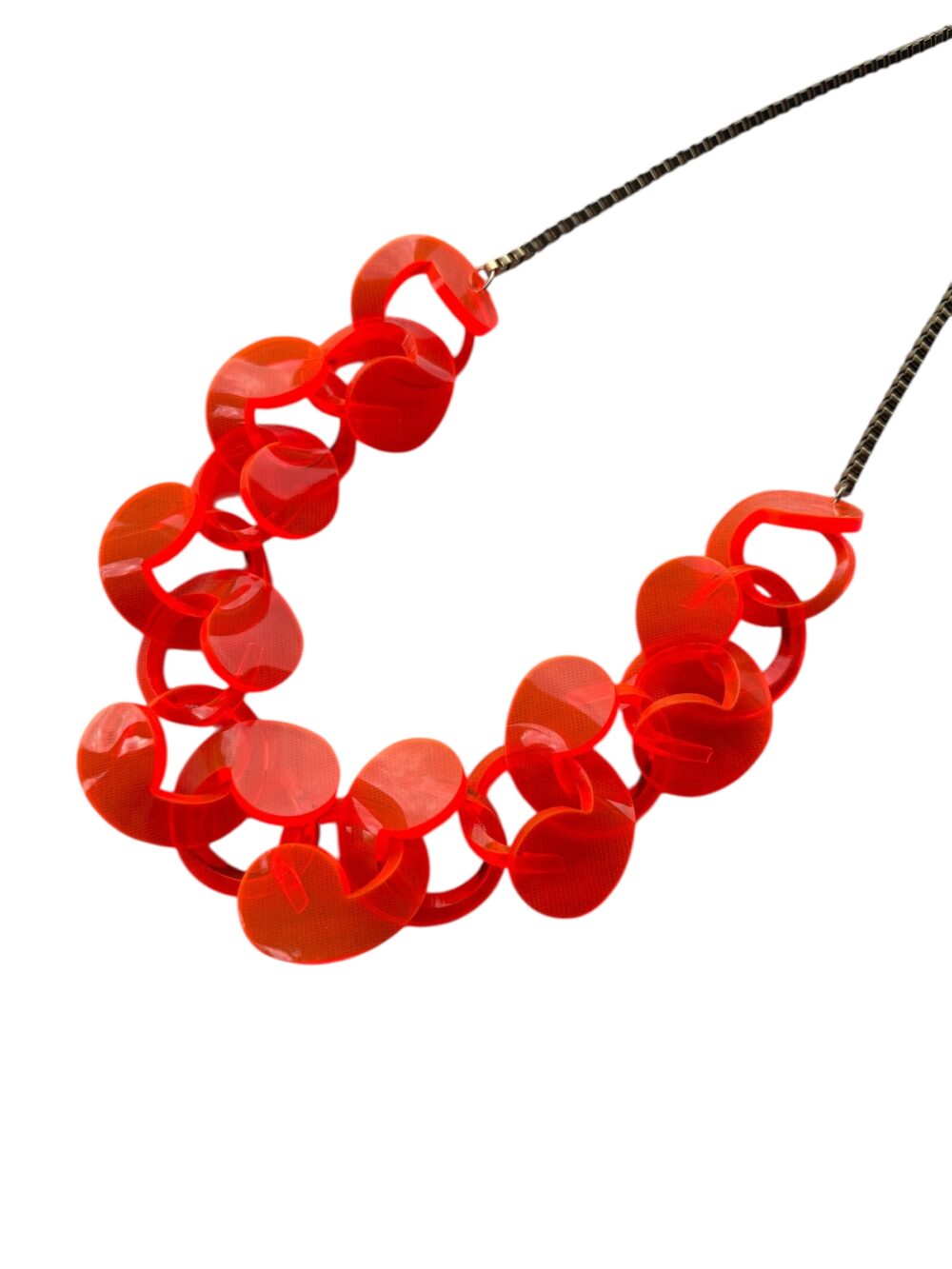 orange perspex necklace made of round beads